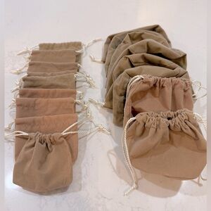 Set of Tan and Brown Drawstring Jewelry Pouches